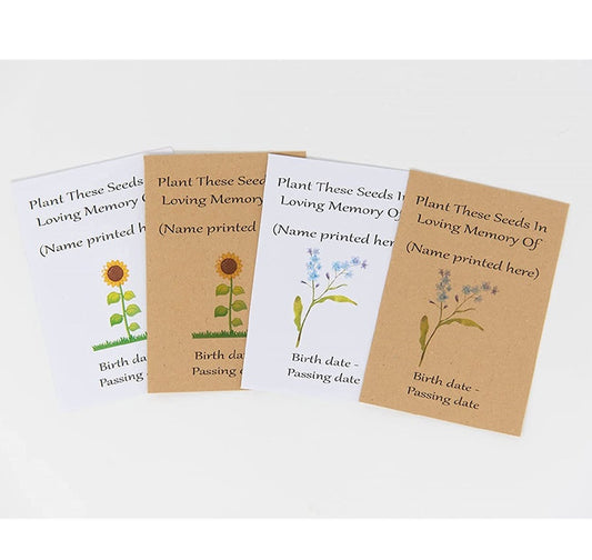 Funeral Seed Envelopes Personalised Sunflower/Forget Me Not - Memorial Keepsake