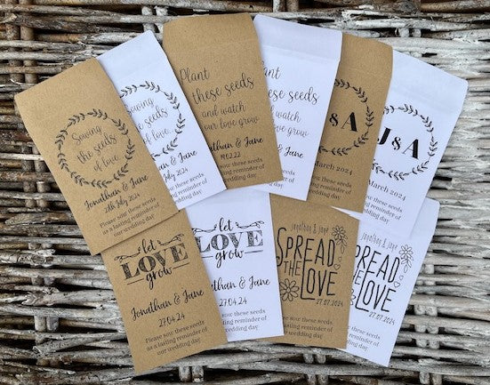 Personalised Wedding Seed Packets - 5 Designs