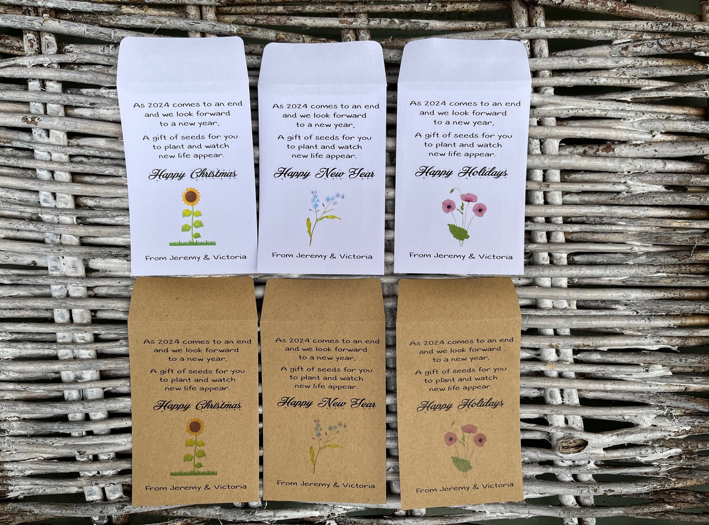 Personalised Christmas/New Year/Holidays Seed Envelopes