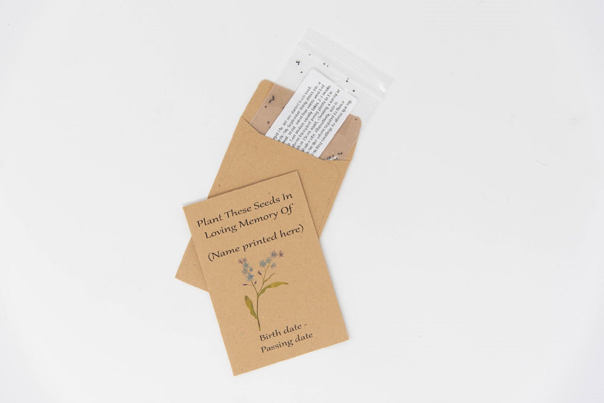 Personalised Funeral Forget Me Not Seed Packets Favour Flowers 
