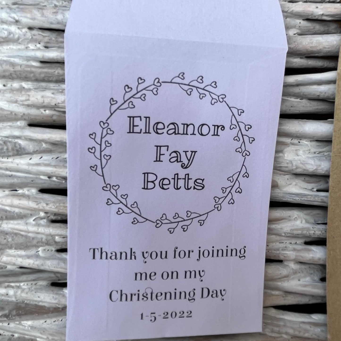 Christening Personalised Favours Seed Envelopes - Choice of Designs, Recycled Kraft or White