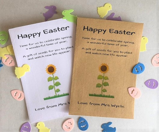 Personalised Easter Gift Seed Packet - with/without seeds - 3 designs