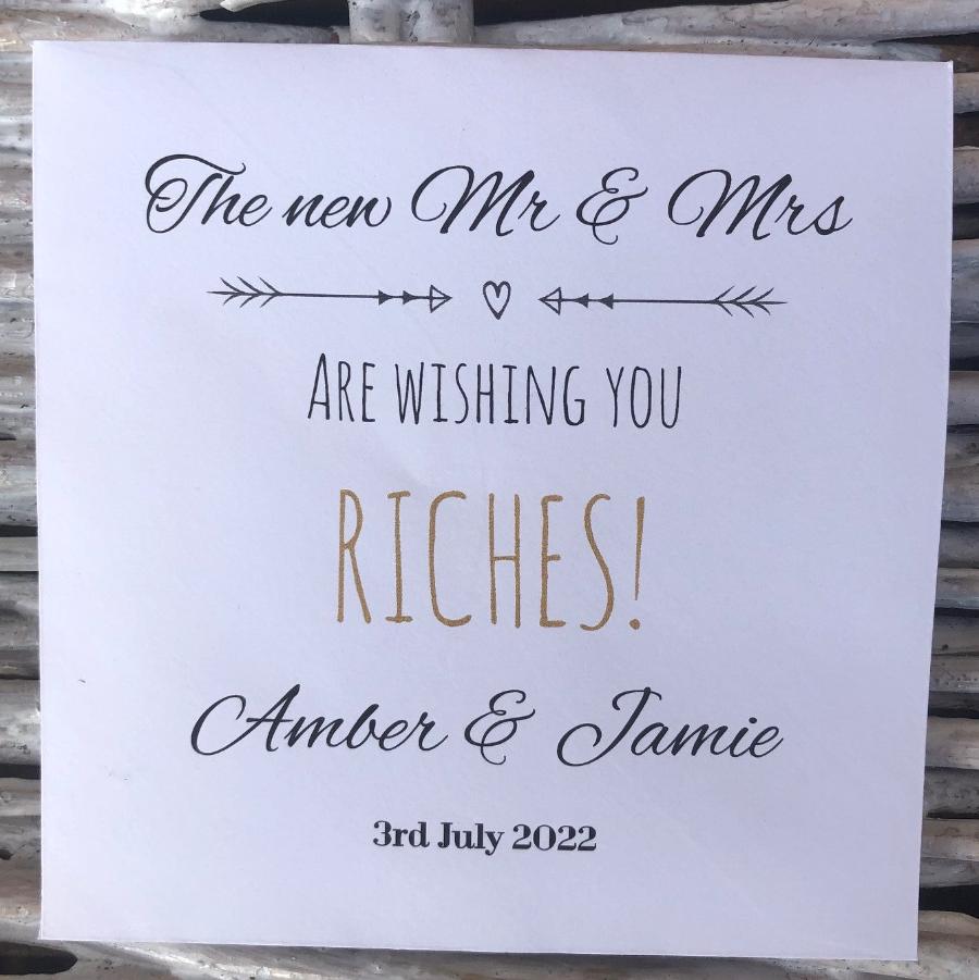 Personalised Wedding Favours, Scratch Card Holders, 3 Designs in White or Kraft - 116 mm square envelope